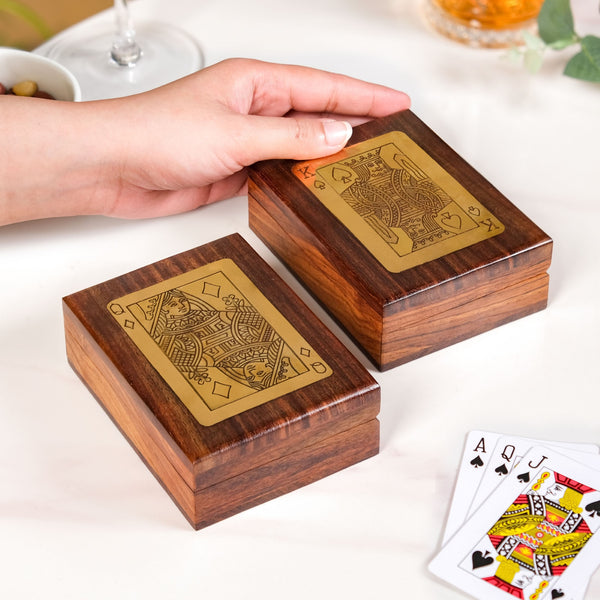 King And Queen Card Holder Set Of 2 With Playing Cards