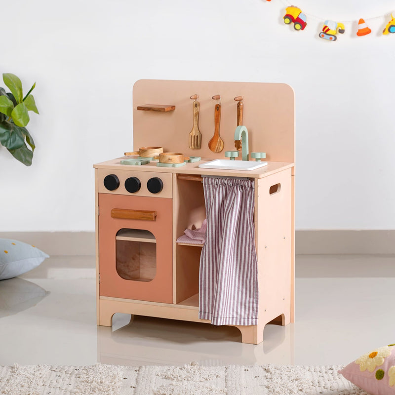 Wooden Kitchen Play Set With Utensils
