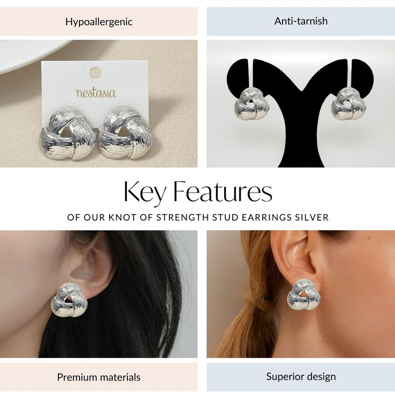 Knot Of Strength Stud Earrings Silver