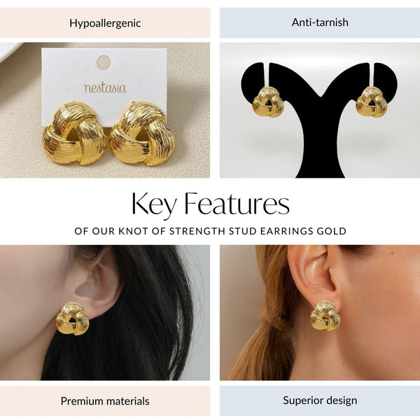 Knot Of Strength Stud Earrings Gold