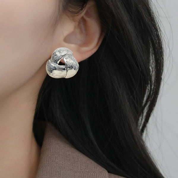 Knot Of Strength Stud Earrings Silver