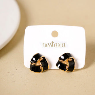 Knotted Style Stud Earrings Black