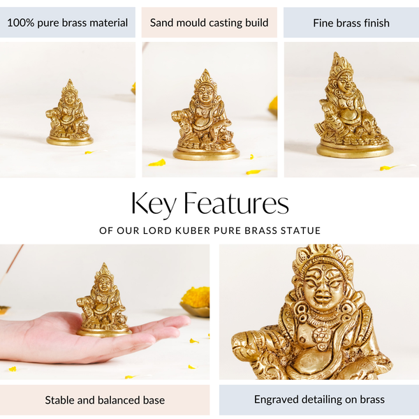 Kuber God Of Wealth Pure Brass Statue 7cm