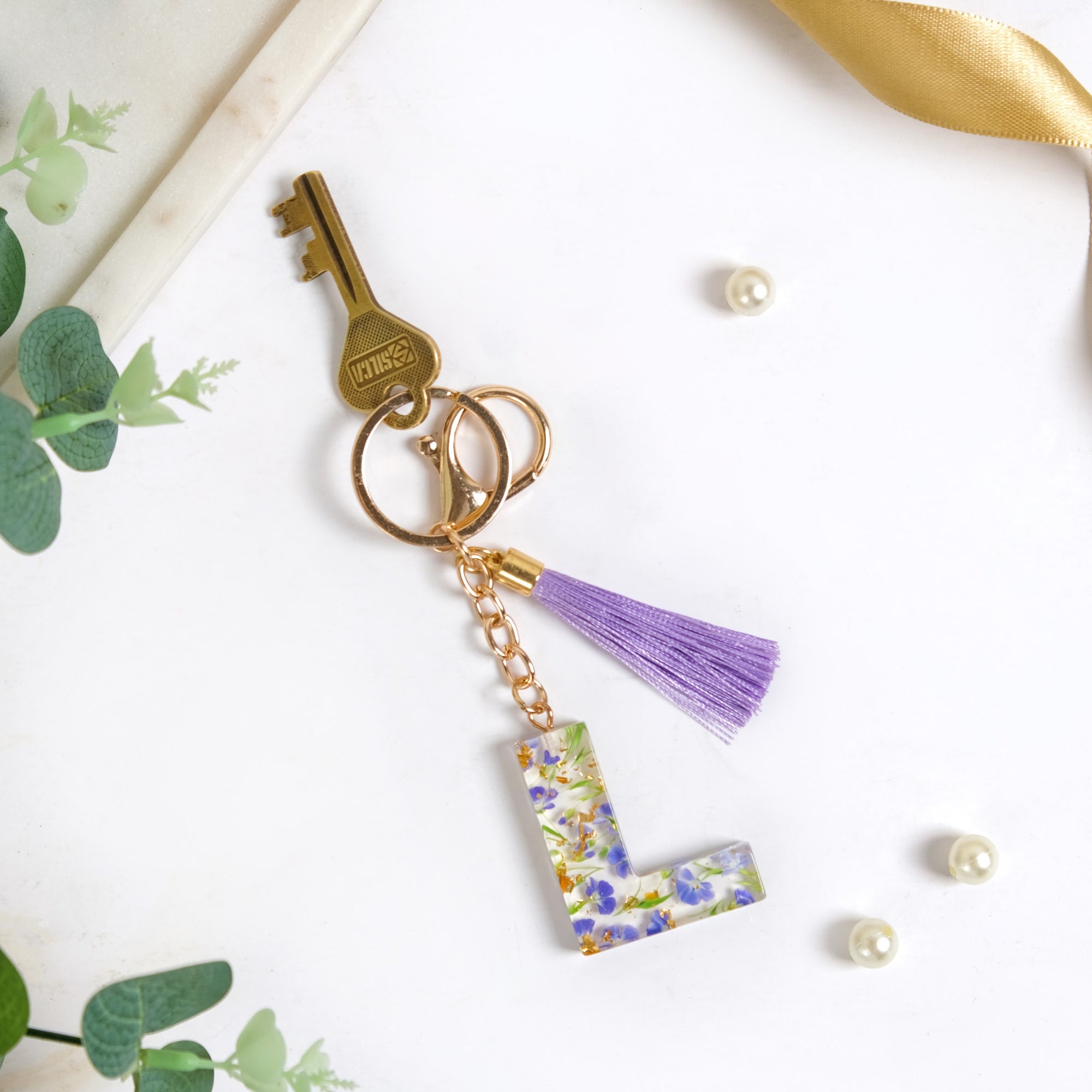 Lavender L Keychain With Dual Hooks Online - Premium Keychain | Nestasia