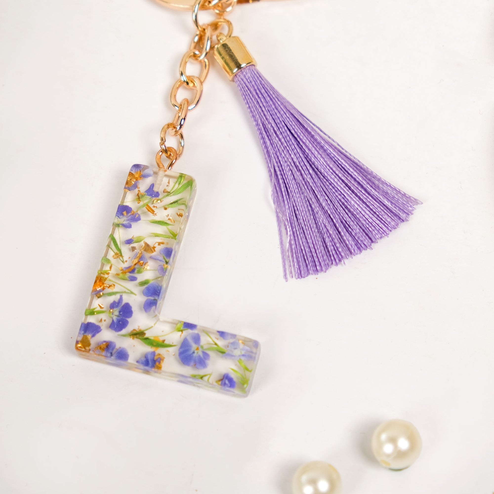Lavender L Keychain With Dual Hooks Online - Premium Keychain | Nestasia