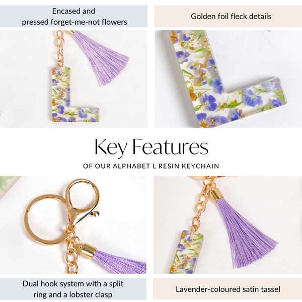 Lavender L Keychain With Dual Hooks