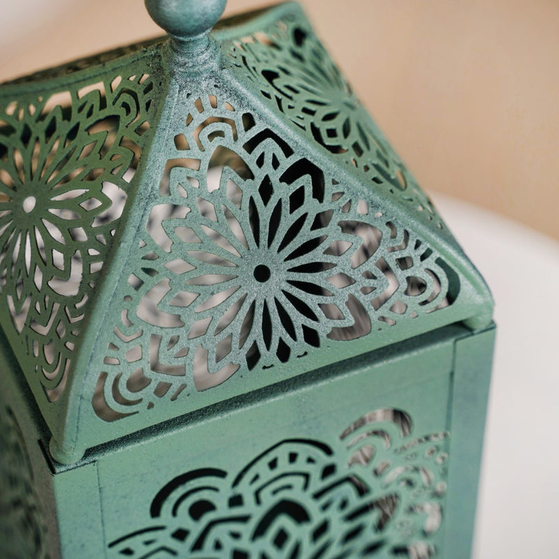 Antique Moroccan Decorative Metal Lantern Green