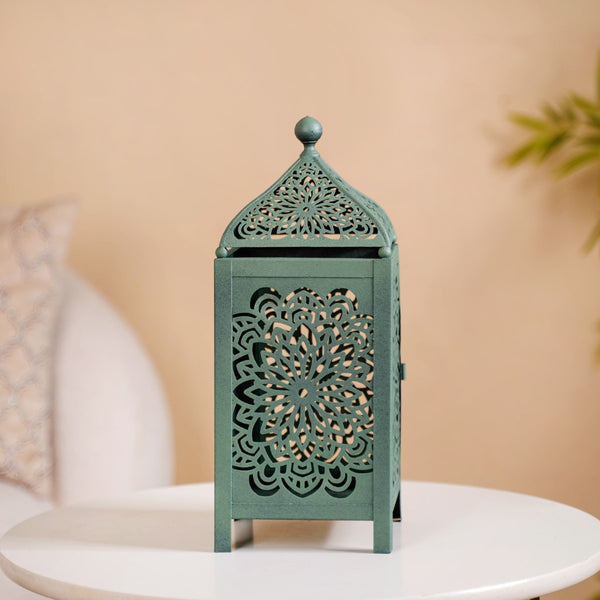 Antique Moroccan Decorative Metal Lantern Green