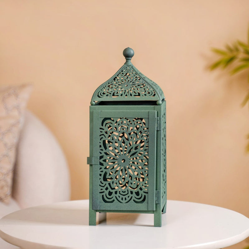 Antique Moroccan Decorative Metal Lantern Green