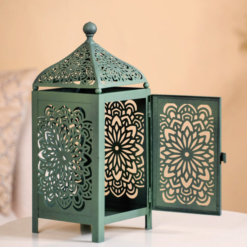 Antique Moroccan Decorative Metal Lantern Green