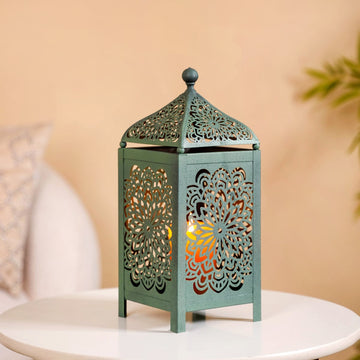 Antique Moroccan Decorative Metal Lantern Green