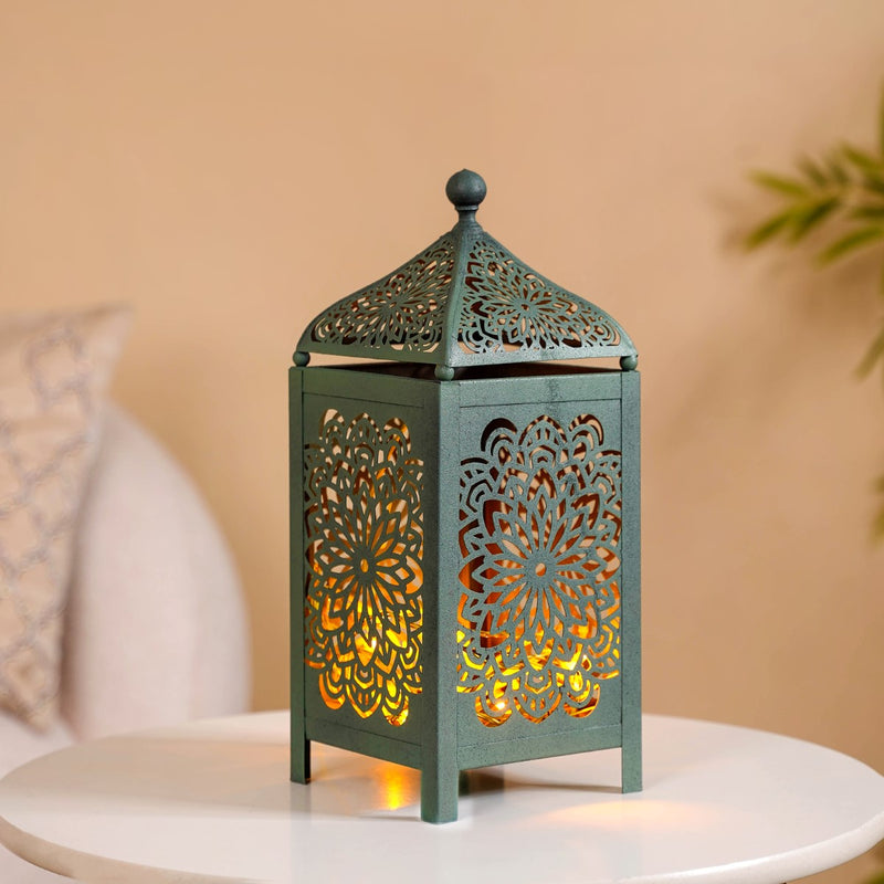 Antique Moroccan Decorative Metal Lantern Green