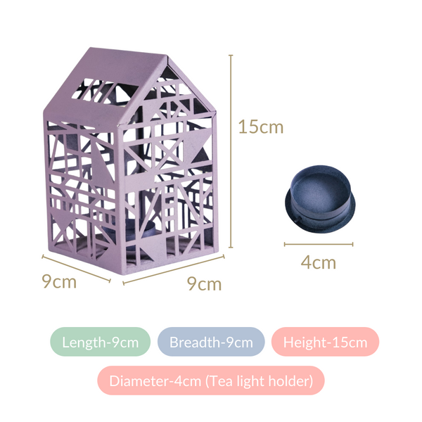 Geometric Cutwork Lantern Lavender Set Of 2