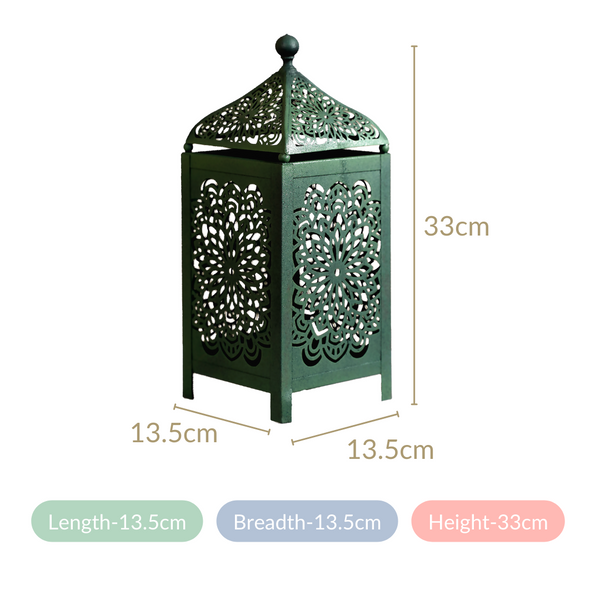 Moroccan Decorative Metal Lantern Sage Green