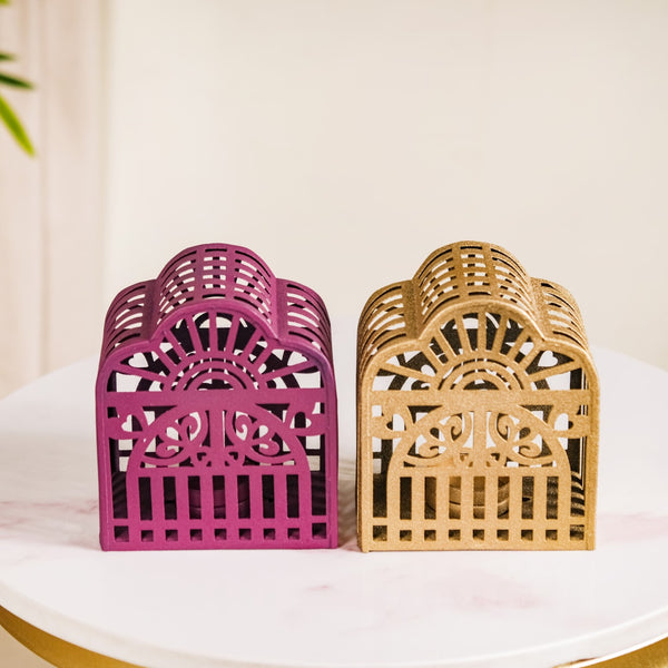 Set Of 2 Festive Lanterns With Metal Cutwork For Tealights