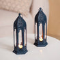 Steel Blue Moroccan Candle Holder Lantern Set Of 2