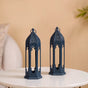 Steel Blue Moroccan Candle Holder Lantern Set Of 2