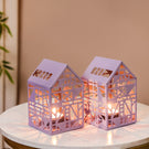 Geometric Cutwork Lantern Lavender Set Of 2