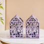 Geometric Cutwork Lantern Lavender Set Of 2 - Cutwork Lantern, Lavender Lantern Set, Decorative Candle Lantern, Metal Lantern for Home Decor