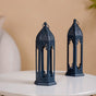 Steel Blue Moroccan Candle Holder Lantern Set Of 2