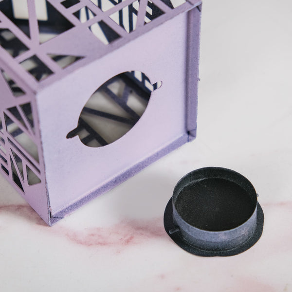 Geometric Cutwork Hut Lantern Lavender Set Of 2
