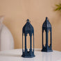 Steel Blue Moroccan Candle Holder Lantern Set Of 2