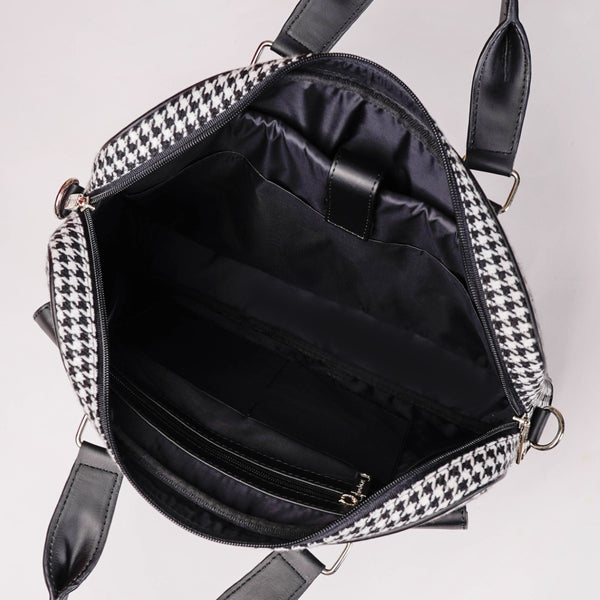 Houndstooth Patterned Woven Laptop Bag