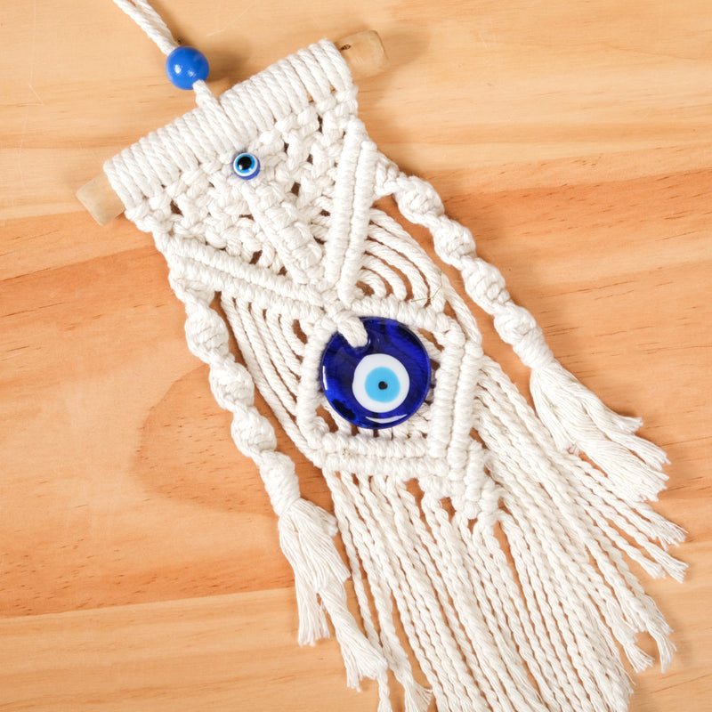 Crochet Macrame Evil Eye Wall Hanging- Crochet Macrame Wall Hanging, Evil Eye Decor, Macrame Evil Eye Hanging, Evil Eye Protection Hanging