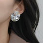 Layered Lily Pads Statement Earrings Silver