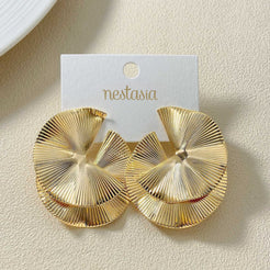 Layered Lily Pads Statement Earrings Gold