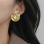 Layered Lily Pads Statement Earrings Gold