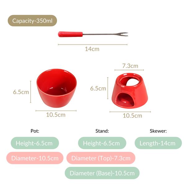 Red Heart Ceramic Fondue Set