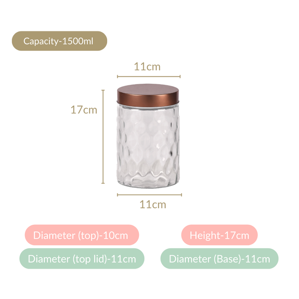 Set Of 4 Honeycomb Design Airtight Jar 1500ml