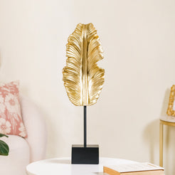 Gold Leaf Feather Resin Showpiece - Leaf Resin Sculpture, Leaf Sculpture Decor, Resin Showpiece, Leaf Accent, Resin Art, Home Decor Showpiece