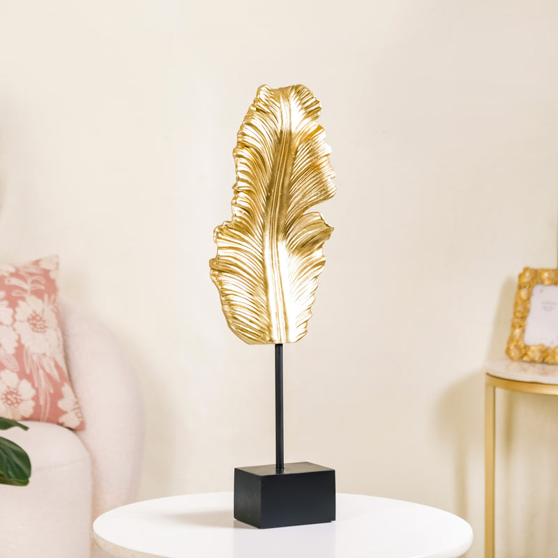 Gold Leaf Feather Resin Showpiece - Leaf Resin Sculpture, Leaf Sculpture Decor, Resin Showpiece, Leaf Accent, Resin Art, Home Decor Showpiece