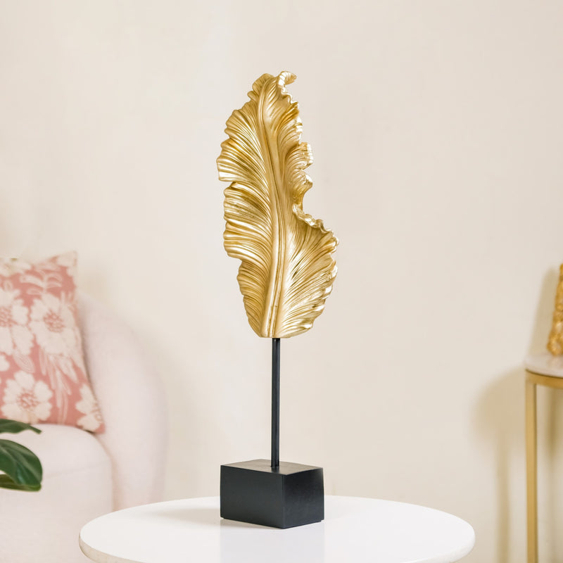 Gold Leaf Feather Resin Showpiece - Leaf Resin Sculpture, Leaf Sculpture Decor, Resin Showpiece, Leaf Accent, Resin Art, Home Decor Showpiece