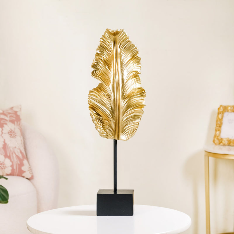 Gold Leaf Feather Resin Showpiece - Leaf Resin Sculpture, Leaf Sculpture Decor, Resin Showpiece, Leaf Accent, Resin Art, Home Decor Showpiece