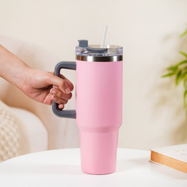 Stainless Steel Vacuum Insulated Tumbler With Lid Pink 1200ml