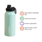 Vacuum Insulated Stainless Steel Water Bottle 1L Mint - Water bottle, stainless steel water bottle, insulated water bottle, sipper water bottle