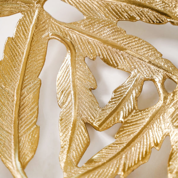 Leaves Cutout Metal Tray Gold