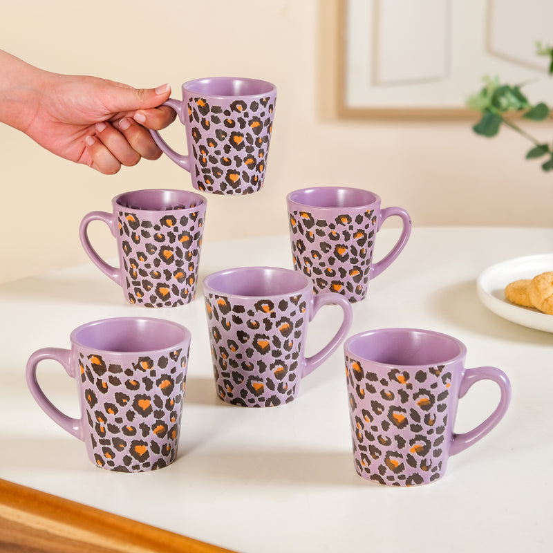 Leopard Print Mug Lilac Set Of 6 220ml