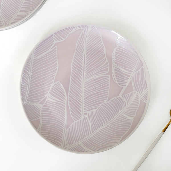 Tropica Light Mauve Banana Foliage Dinner Plate Set Of 4 10 Inch