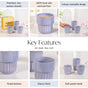 Lilac Grey Premium Stackable Ceramic Cup Set Of 4 280ml