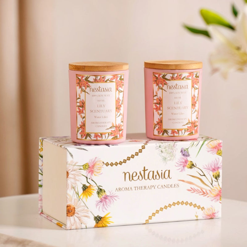 Lily Scented Candle Jar With Lid Set Of 2