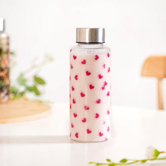 Little Hearts Glass Water Bottle 500ml