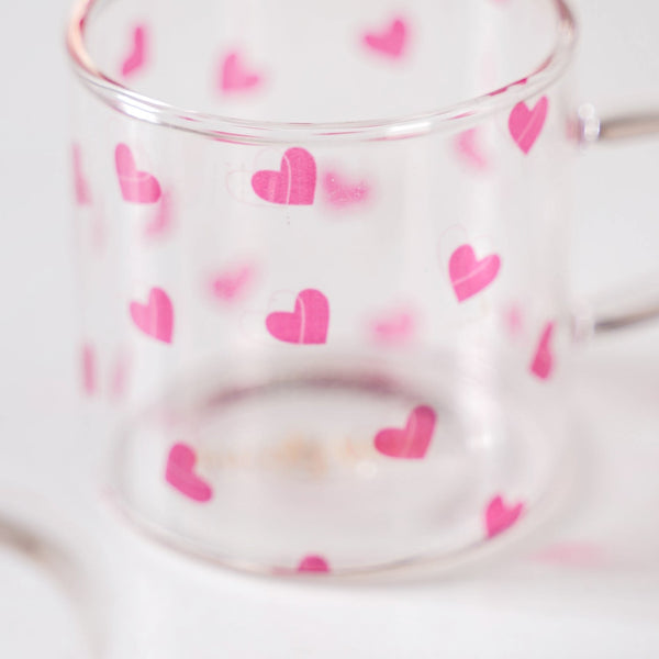 Little Hearts Glass Small Cup Set Of 2 140ml