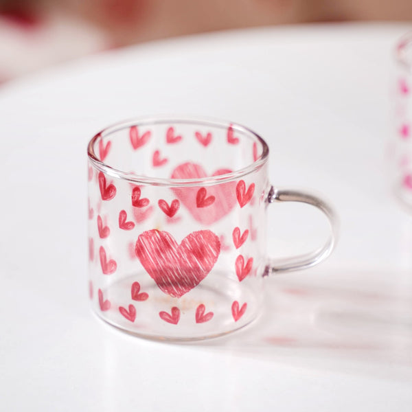 Little Hearts Glass Small Cup Set Of 2 140ml