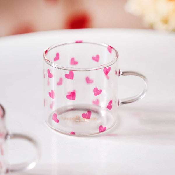 Little Hearts Glass Small Cup Set Of 2 140ml