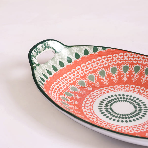 Orange And Green Mandala Snack Platter Set Of 2