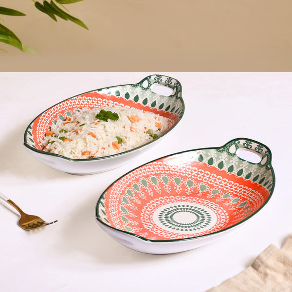 Orange And Green Mandala Snack Platter Set Of 2